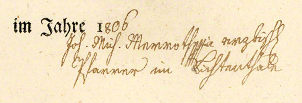 Urkunde 1806 Pfarrer Merroth