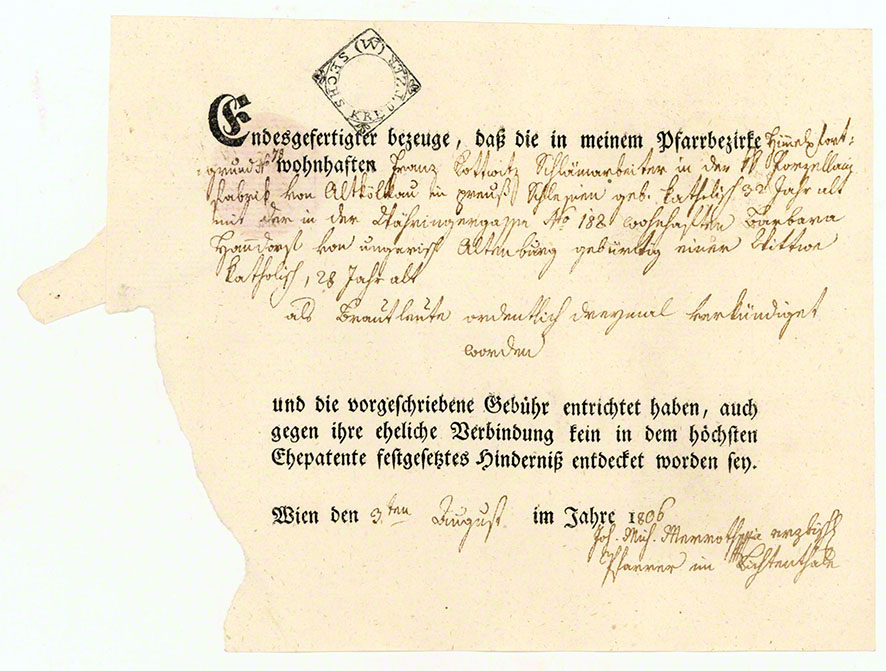 Aufgebot 1806 Lichtenthal