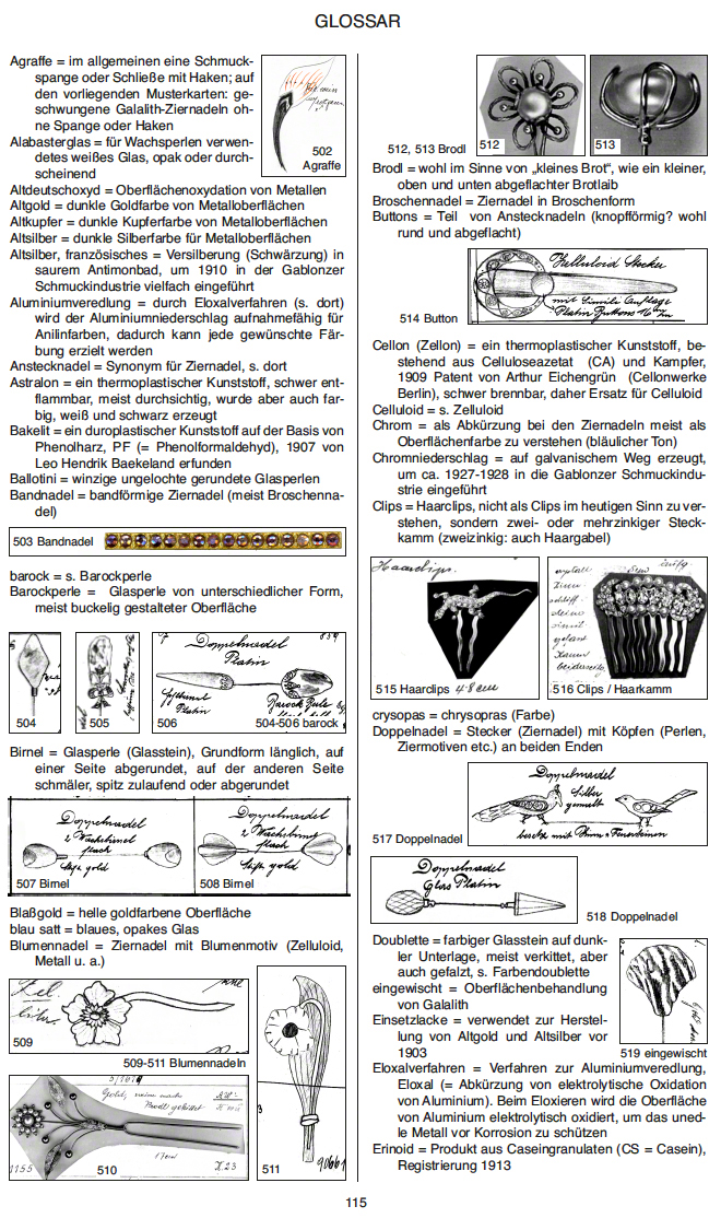 Gablonz Ziernadeln Art Déco